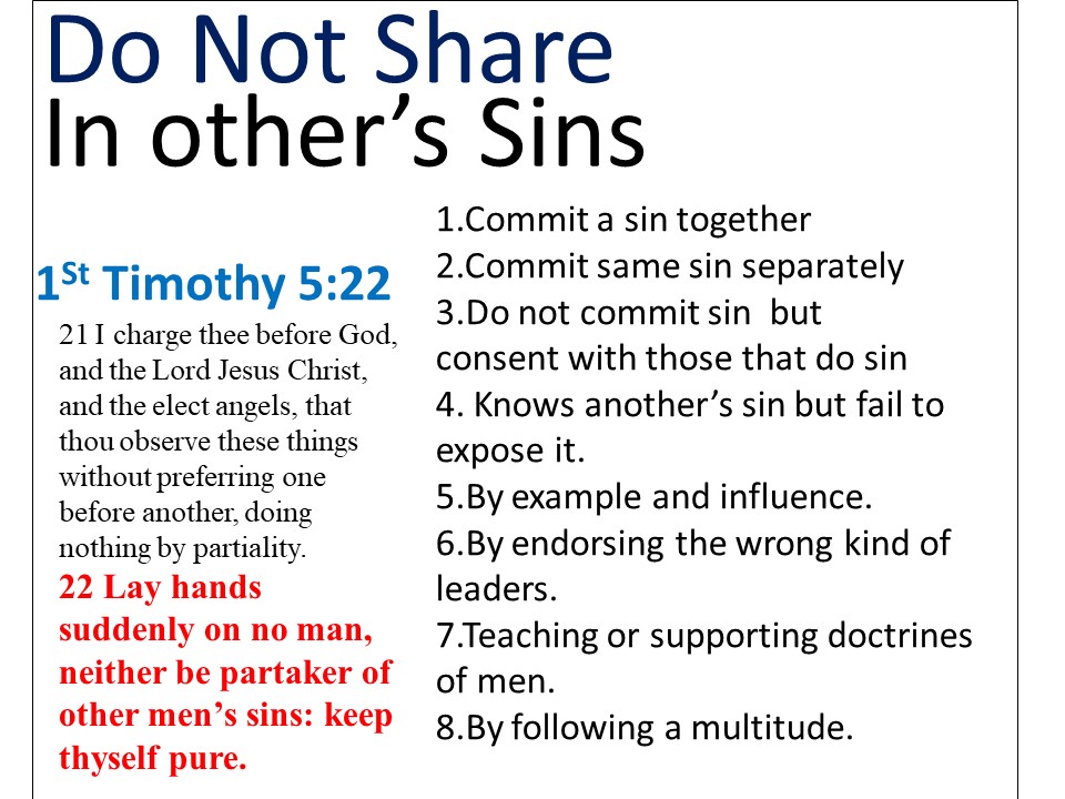 Do Not Share In The sins Of Others