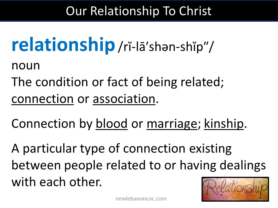 Our Relationship To Christ