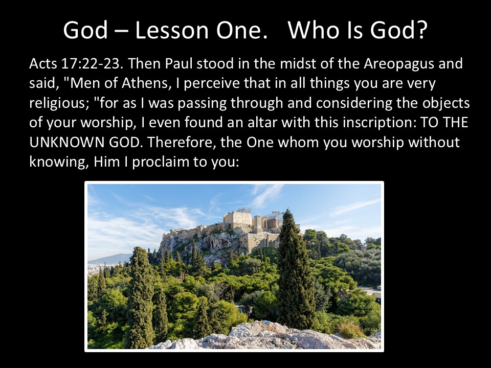 God – Lesson One. Who Is God?