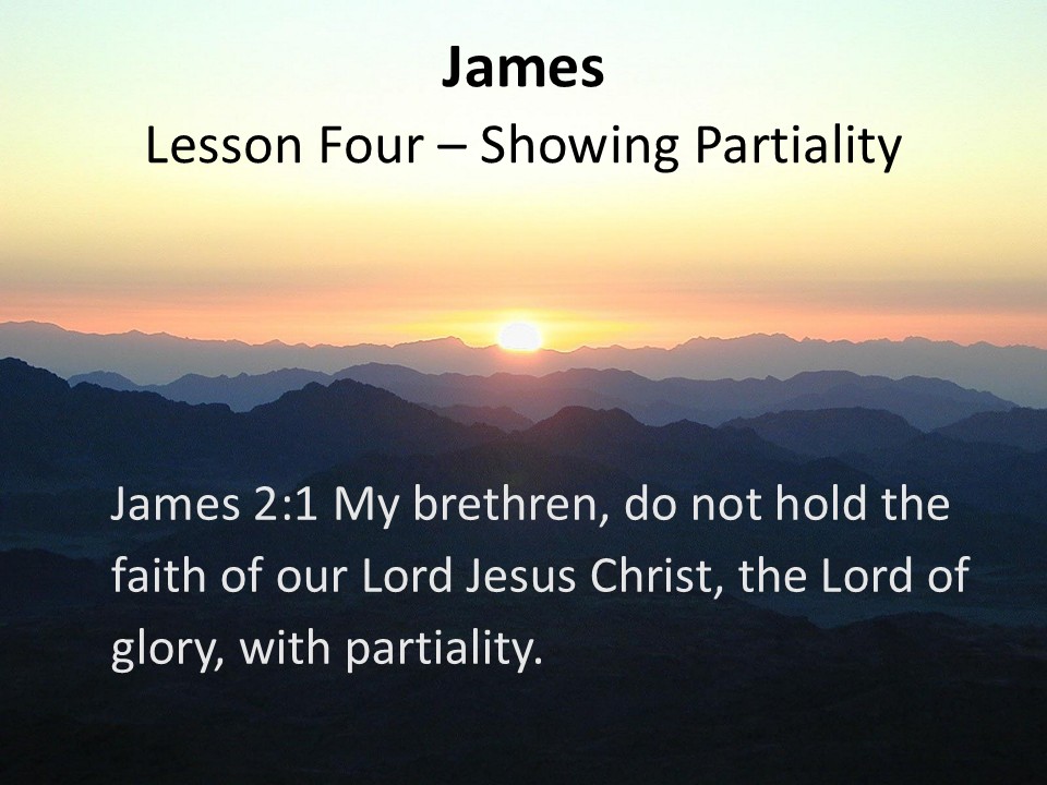 James Lesson Four. The Sin Of Respect Of Persons